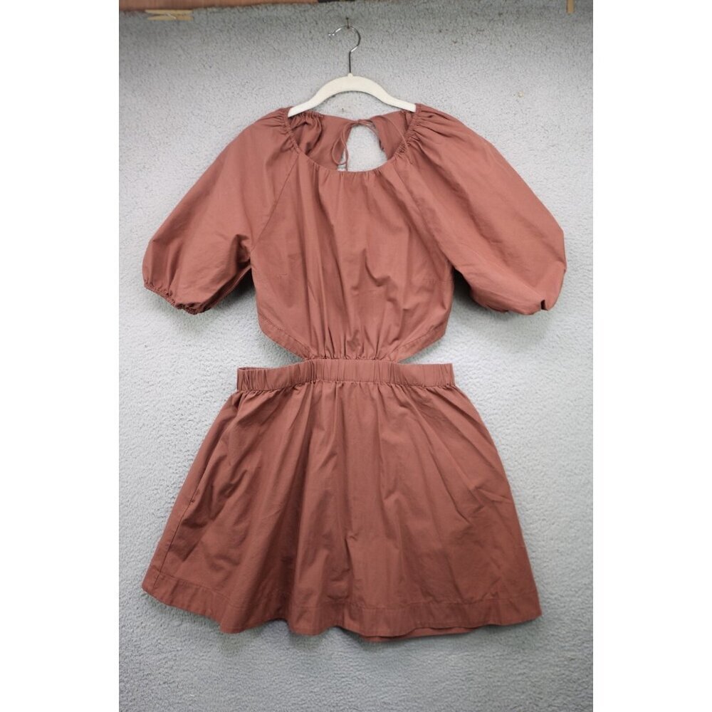 Abercrombie & Fitch Brown Puff Sleeve Dress-Size Medium Tall-Cut Out Back